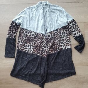 Leopard Print Open Front Cardigan- NWOT
